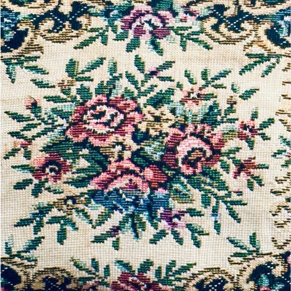 🌟HP🌟VTG 1950s Black & Floral Petit Point Handbag Hong Kong - Picture 9 of 9